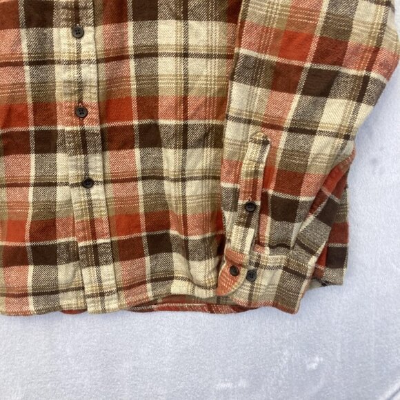 Timberland Flannel Button Up Shirt Mens 2XL Brown Red Plaid Pocket Classic Fall - Picture 7 of 15